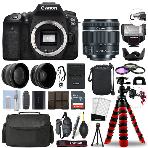 Canon EOS 90D DSLR Camera with 18-55mm IS + 16GB 3 Lens Ultimate Accessory Kit - Picture 1 of 10