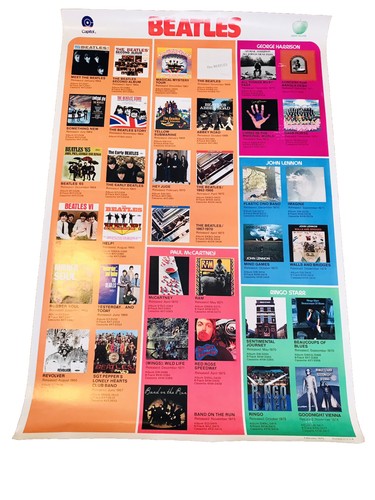 The Beatles Apple Capital LP CASSETTE 8-TRACK Discography Promo Poster 1975 ORIG - Picture 1 of 17