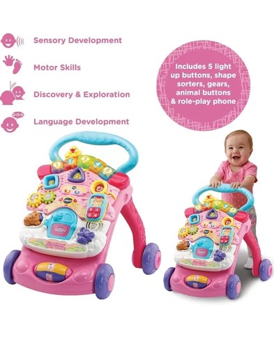 VTech First Steps Baby Walker | Push Along Walker Baby Toy with Shapes, Sounds, - Picture 2 of 4
