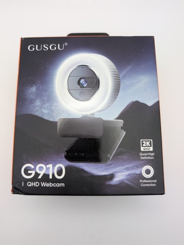 Gusgu G910 2k Quad Hd Webcam For Pc, With Microphone & Light & Privacy Cover