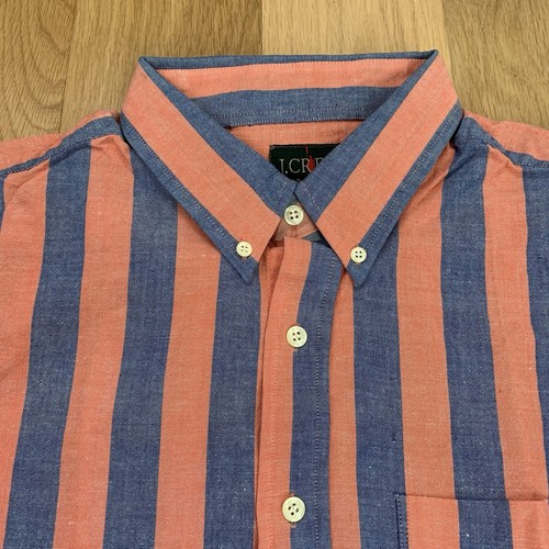 J Crew Shirt Handwoven Oxford Striped Shirt Men’s XL New Blue Long Sleeve - Picture 2 of 8