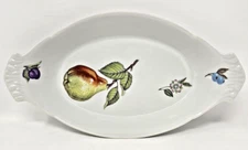 VTG BIA Cordon Blue Au Gratin 13" Oval Casserole Serving Dish/Tray Fruit Floral