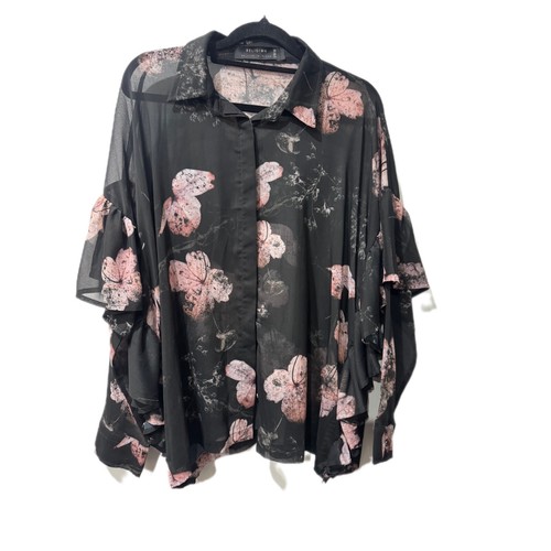 Religion Sheer long sleeved Shirt Black With Floral Size S - Picture 7 of 12