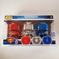 Funko Pop Heroes DC SuperMan 3 Pack 2018 Fall Convention Limited Edition - New