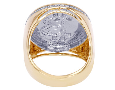 Ring.☆.。.:*・° Bitcoin 0.49CT Real Diamond Pinky Ring 10K Yellow-White Gold