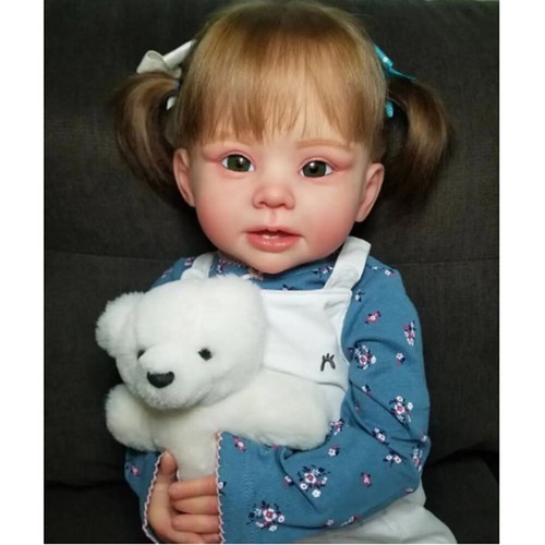 28" Dotyk Prawdziwe Reborn Maluch Baby Doll Dziewczyna Słodkie żółte włosy Ręcznie robiony prezent - Zdjęcie 1 z 4