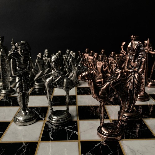 Antique Chess Sets Large Pharaoh Handmade Wood Chess Board Christmas Gift 🎁 - Picture 10 of 13