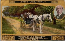 Lovers Lane Carriage Scene~Saint Jo By Eugene Field~Vintage Postcard