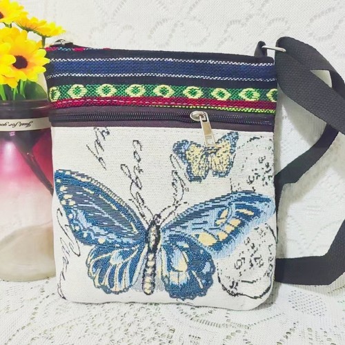 Ethnic Style Embroidered Crossbody Bag Cute Elephant Butterfly Style - Picture 3 of 11