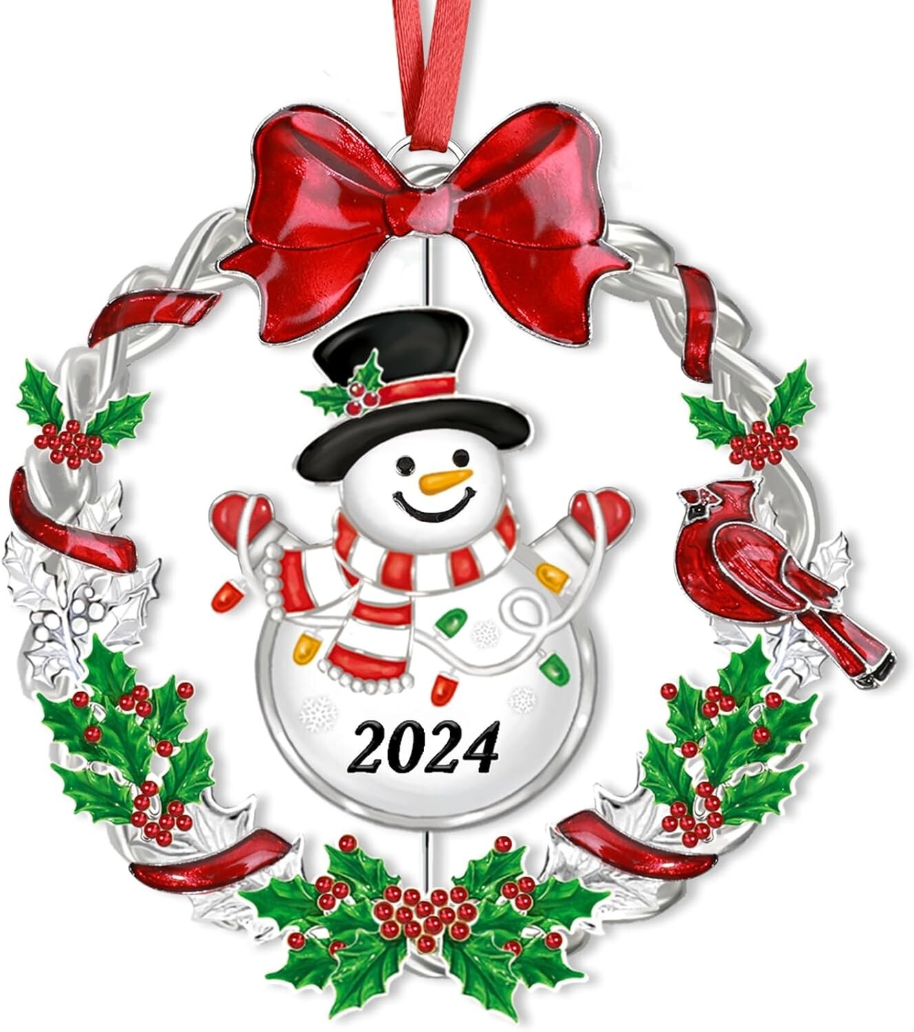 Christmas Ornament 2024 for Christmas Tree Decorations，Dated 2024 Christmas Wrea