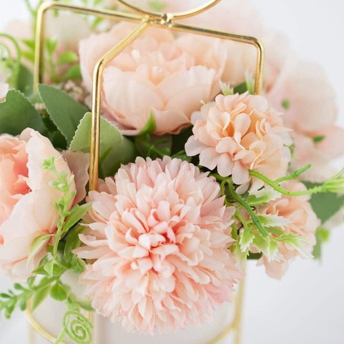 Chic Pink & Gold Artificial Floral Arrangement - Ideal for Home or Wedding Decor - Picture 5 of 8