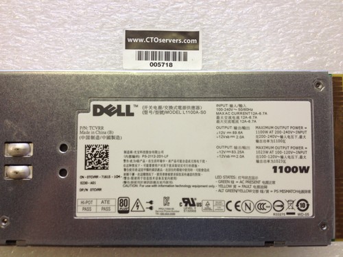 Dell Poweredge T710 R510 Server power supply 1100w 9PG9X, TCVRR, L1100A-S0 - Picture 2 of 9