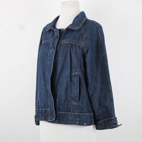 DKNY Jeans Sz L Blue Denim Buttons Pockets Collared 100% Cotton Jacket - Picture 15 of 22