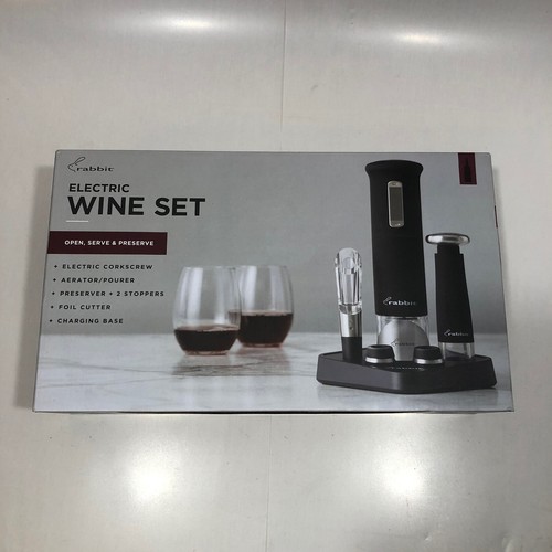 New Rabbit Electric Corkscrew Wine Opener Set Aerator Preserver Cordless - Picture 1 of 3