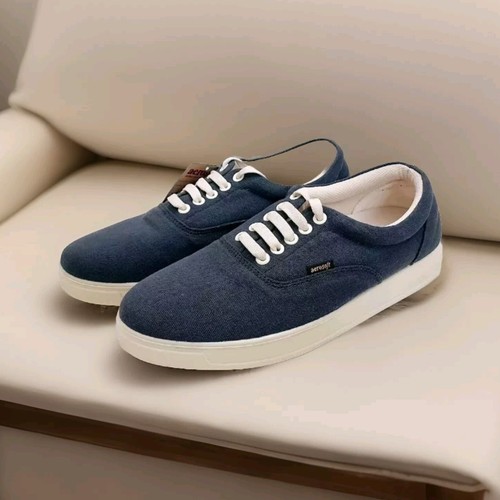 Mens Blue Sneakers Lace Up Shoes Cotton Size 7 Aerosoft NEW - Picture 4 of 11