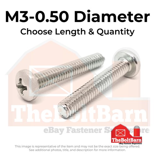 M3-0.50 A4-70 Stainless Steel Phillips Pan Machine Screws (Pick Length & Qty) - Picture 1 of 13