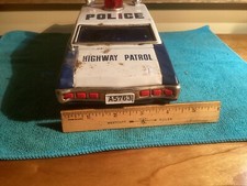 1960'S BATTERY OPERATED JAPAN TIN CHEVROLET POLICE HIGHWAY PATROL CAR 11" TOY