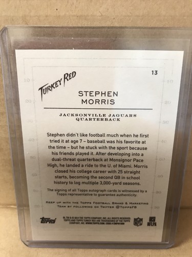 2014 Topps Türkei rot Stephen Morris Autogramm Jaguars - Bild 2 von 2