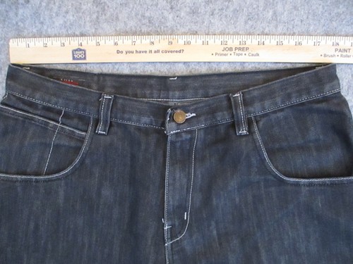 Pantalones de mezclilla retro Evisu para hombre 36x34 negros pierna recta logotipos multicolores - Imagen 10 de 15