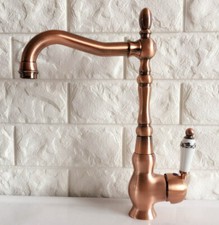 Antique Red Copper Bathroom Kitchen Bar Sink Swivel Faucet Mixer Tap snf424