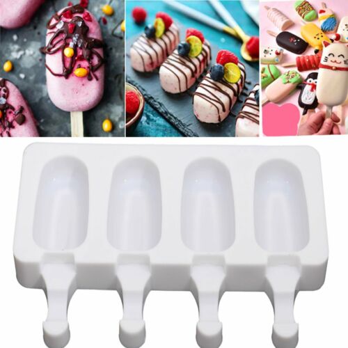 4 Cell Silicone Frozen Ice Cream Mold Juice Ice Lolly Maker Ice Lolly Pop Mould - Picture 9 of 12