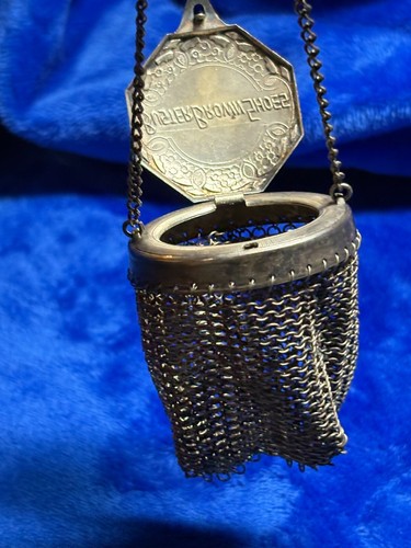 Antique Victorian BUSTER BROWN SHOES Advertising Child's Mesh Coin Purse Silver - Picture 6 of 9