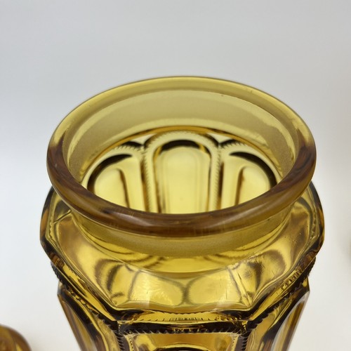 Vintage MCM LE Smith Amber Glass Moon and Stars Set of 4Canisters & Lids READ - Picture 7 of 23