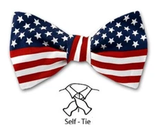 Men's Self Tie Bow Tie USA Flag Stars and Stripes