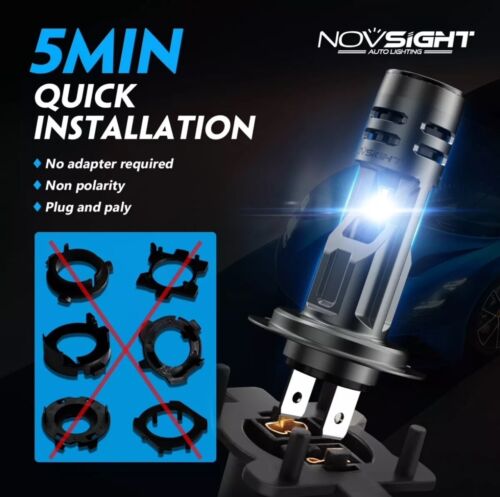 NOVSIGHT H7 LED Headlight Replacement Bulbs Canbus 12000LM Xenon White UK - Picture 3 of 11