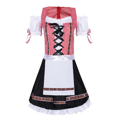 Damen Träger Kleider Cosplay Dienstmädchen Outfit Oktoberfest Anzug Kostüme Halloween - Bild 7 von 14