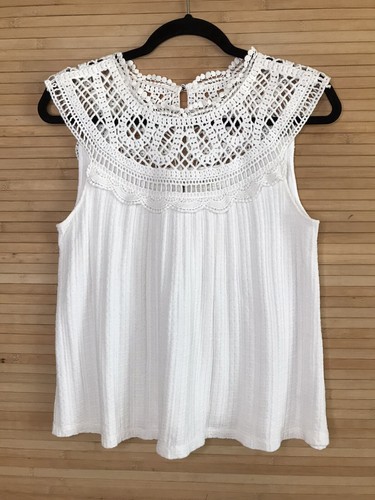Anthropologie Meadow Rue Sierra Crochet Top sz S White Women’s Button Back - Picture 2 of 5