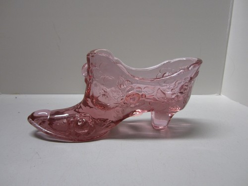Fenton Art Glass Madras Slipper Shoe Embossed Flowers with Box 9295 PJ - Picture 2 of 17