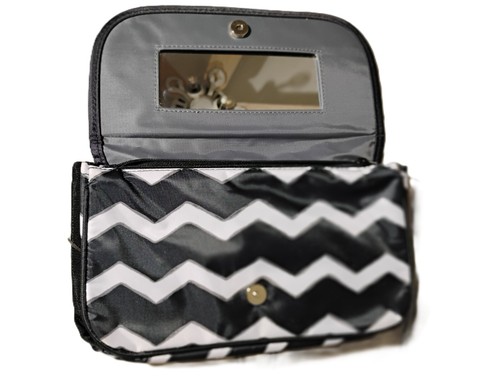 Thirty One Purse/Wallet Combo 5x9x11,2x6x9 B and W Wavy Striped Make-up Folder - Picture 7 of 8