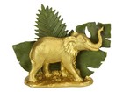 Gold Elephant Statue in Greenery Jungle Scene Ornate Ornament 23cm Resin 1pce