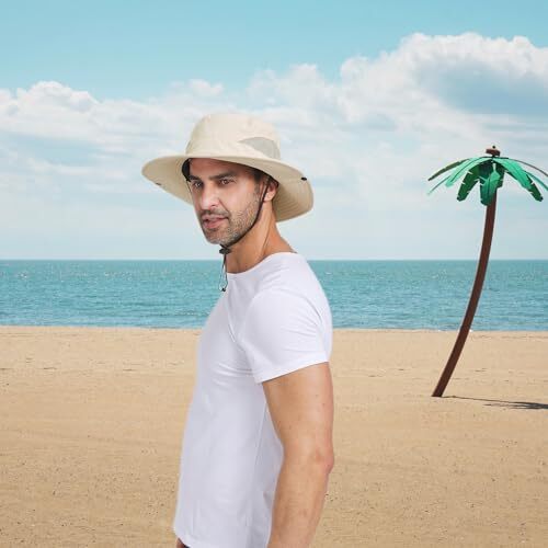 Straw Sun Hat with Wide Brim UPF 50+ for Men Women Beach Fishing Palmyth Straw Hat for Men & Women Sun Hats, Lifeguard, Beach  main image 3
