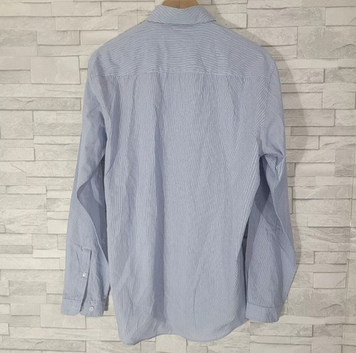 Mens Shirt Medium Blue White Striped Long Sleeved Oxford Casual Preppy - Picture 4 of 8