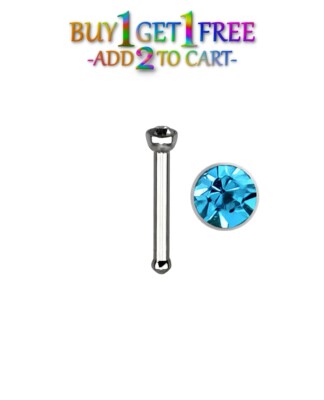 20G AQUA BLUE NOSE BONE 316L Surgical Stainless CZ Gem Stud Ring Piercing 1405