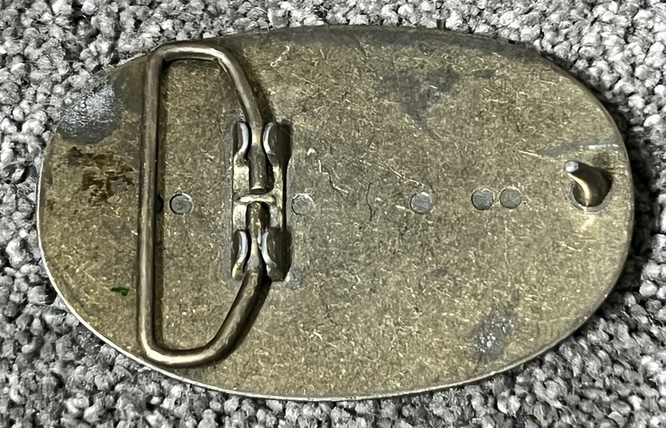 "Hebilla de cinturón ovalada con incrustación de cuero Budweiser Clydesdales vintage de 3,7"" x 2,6""" Foto 2 de 2