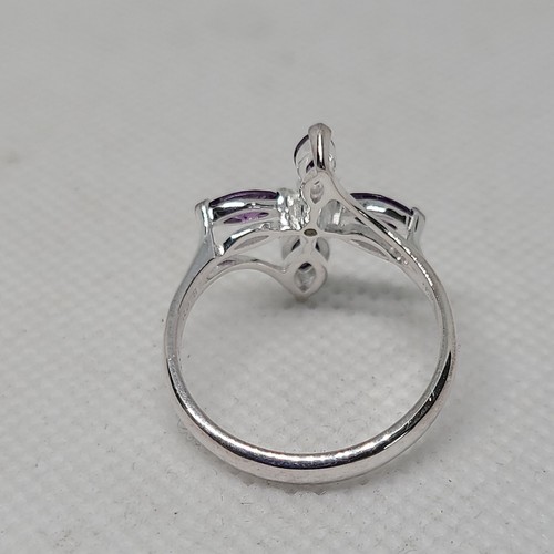 2016 Avon Purple CZ Holy Trinity Cross Sterling Silver ring Size 8 - Picture 3 of 5