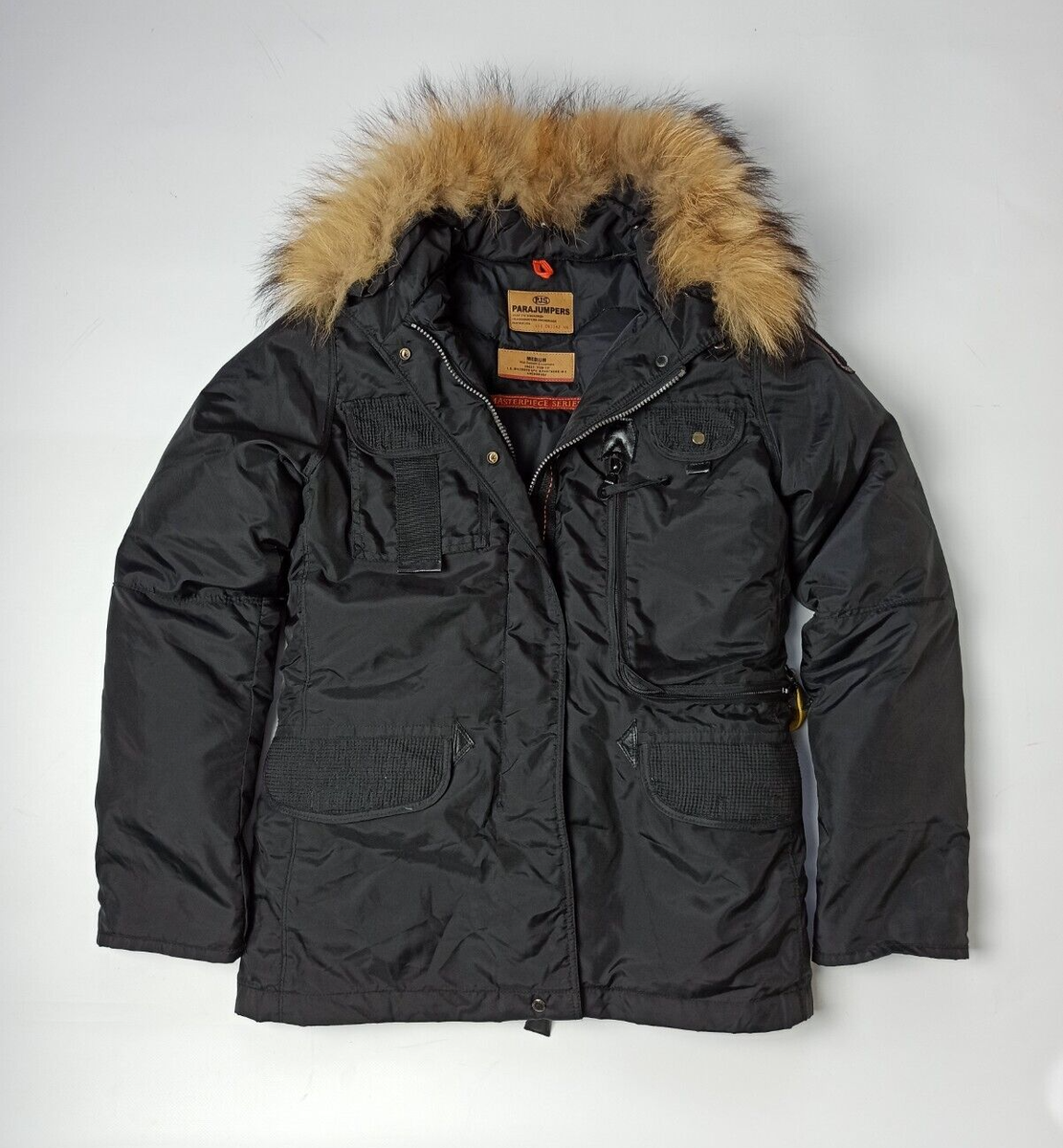 Parajumpers Womens Black Parka Down Jacket Fur 061142 Size M Parajumpers Womens Black Parka Down Jacket Fur 061142 Size M