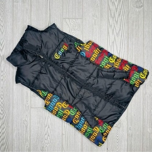 Coogi Puffer Vest Full Zip Black jacket vest w/ rainbow logo sleeveless shirt sm - Picture 1 of 7