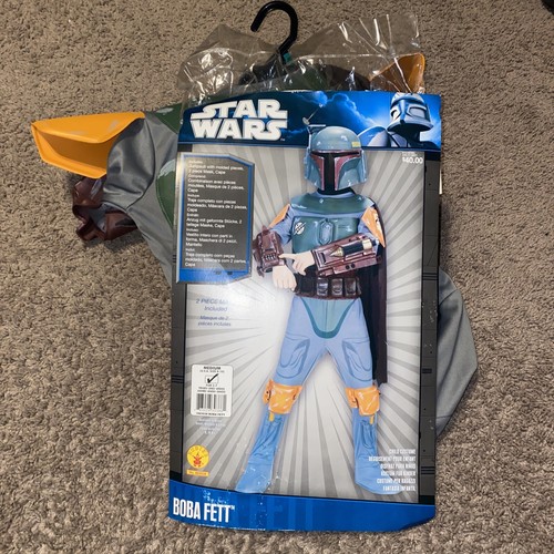Star Wars Deluxe Boba Fett Costume Size 8-10 Medium Child 5-7 Ages Full 2p Mask!