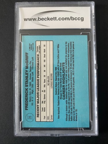 1986 Donruss FRED MCGRIFF #28 Rookie Card RC – BCCG 10 - Picture 2 of 2