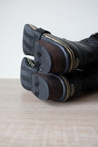 A+ Sorel Conquest Carly Tall Boot Black 8 Snow Lace Up Waterproof Joan Arctic - Picture 8 of 9