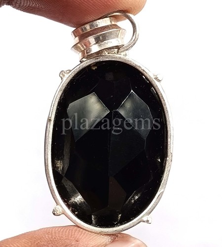 72,70 CT OVALER SCHLIFF NATÜRLICHER SCHWARZER SAPHIR 925 STERLING ANHÄNGER EDELSTEIN 5ARI - Bild 3 von 7