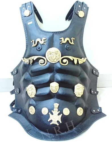 Armor Medieval Roman Breastplate Movie Black Leather Jacket Muscle Armor Spartan - Bild 8 von 9