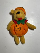 Vintage Disney Bean Bag Winnie The Pooh Pumpkin Plush Halloween EX