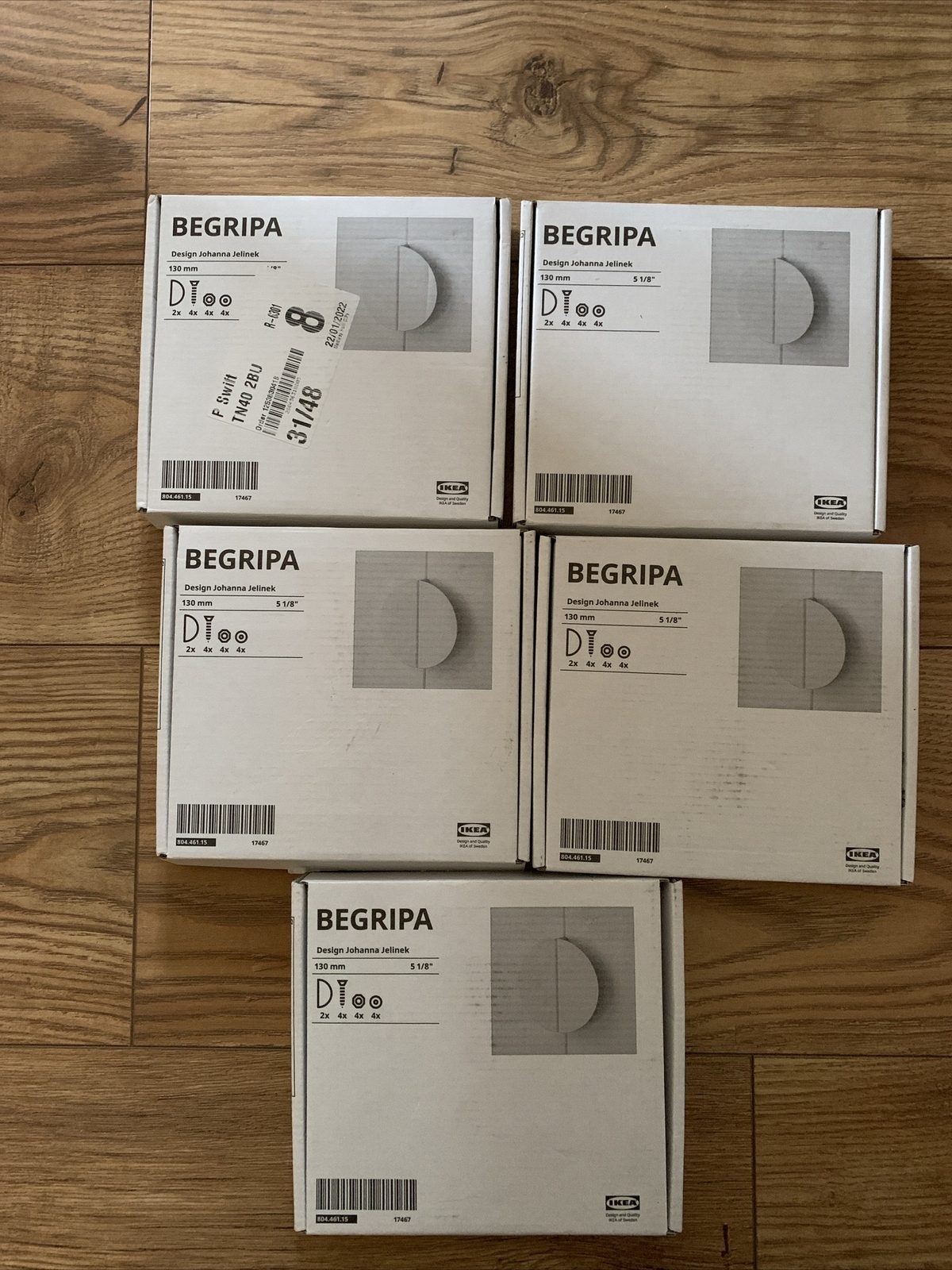 IKEA Begripa White Half Round Door Handles 1 pair per pack, 5 pairs In