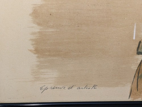 Philippe Noyer 1960 Mid Century French Girl-Hand Signed, Artist Proof Watercolor - Picture 3 of 6