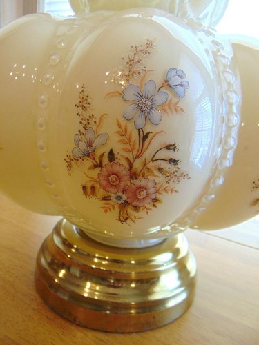 MCM Beaded Bubble Lamp Hollywood Regency Falkenstein Floral Melon Ivory 2 Avail - Picture 6 of 11